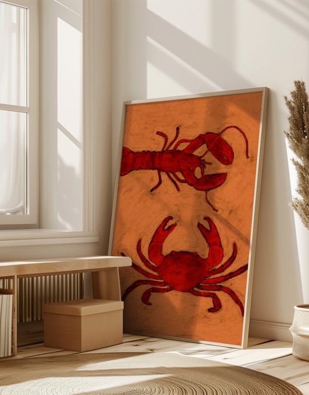 Olive et Oriel - Coastal Creatures by Shatha Al Dafai Art Print