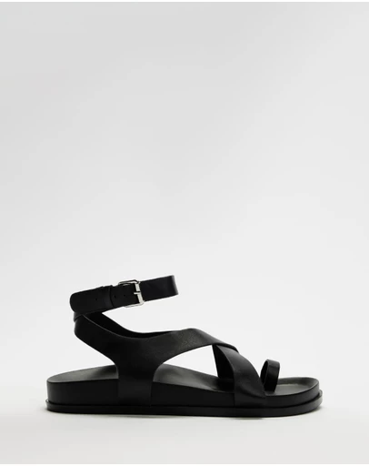 AERE - Leather Crossover Footbed Sandals