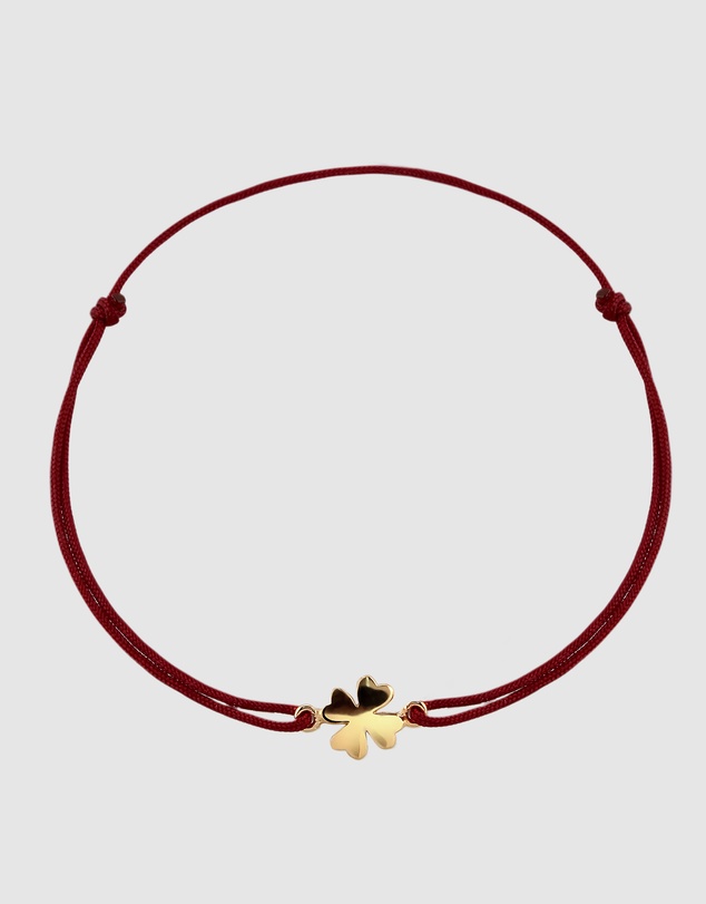 Elli Jewelry - Bracelet Cloverleaf Symbol Nylon 925 Sterling Silver Gold-Plated