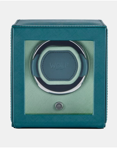 Wolf - WOLF Cub Seltzer Single Watch Winder with Cover Teal/Mint