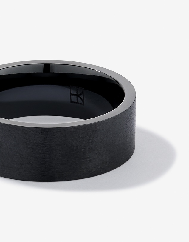 Michael Hill - 8mm Brushed Flat Wedding Band in Black Titanium