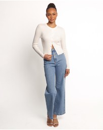 Petal & Pup - Searie Ribbed Cardigan Top - Cream