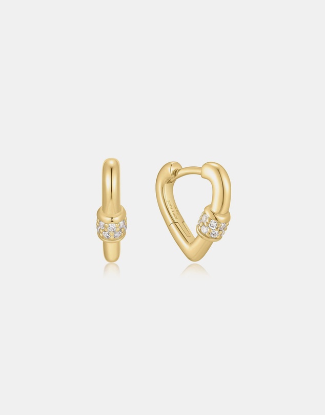 Ania Haie - Gold Mini Heart Clasp Huggie Earrings
