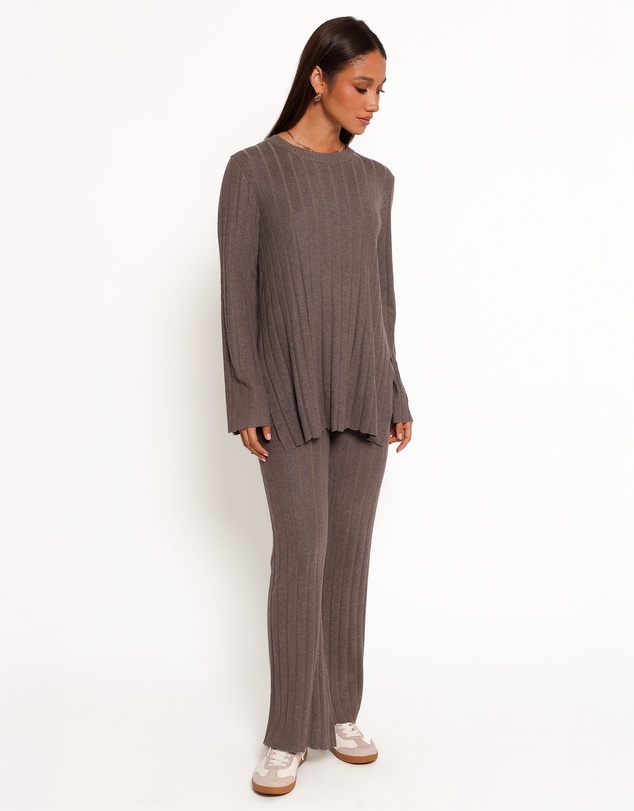 Petal & Pup - Silvie Long Sleeve Knitted Set - Charcoal Grey