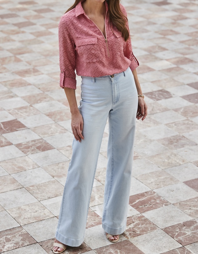 Sosandar - Denim Stretch Wide Leg Jeans