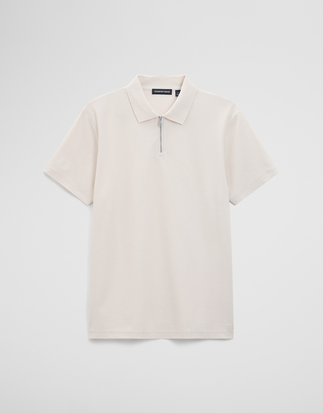 Country Road - Merculalised Cotton Pique Zip Polo