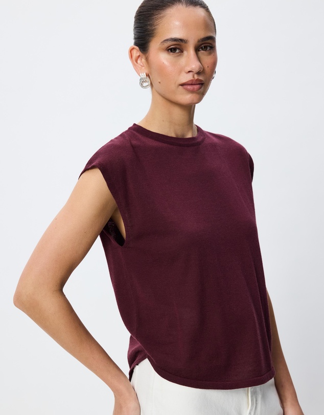 Tussah - Celeste Crew Neck Loose Fit Grown On Sleeve Top