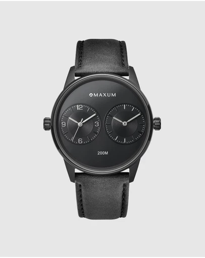 Maxum - Maxum x Taylor Steele - Black Dial, Black Case & Black Leather Bracelet