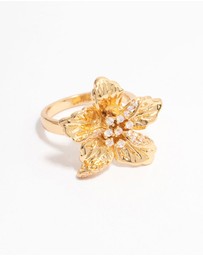 Lovisa - Gold Plated Cubic Zirconia Bling Flower Ring