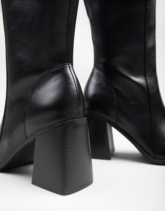 RAID - Sterling high block heeled knee boots in Black