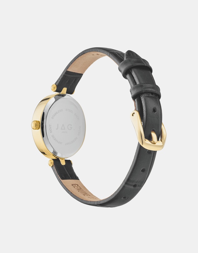 Jag - Emilie Womens Gold Dial 20.5mm Black Strap Watch