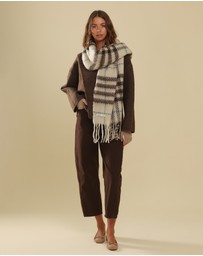Morgan & Taylor - Hallie Scarf in Beige & Brown Check