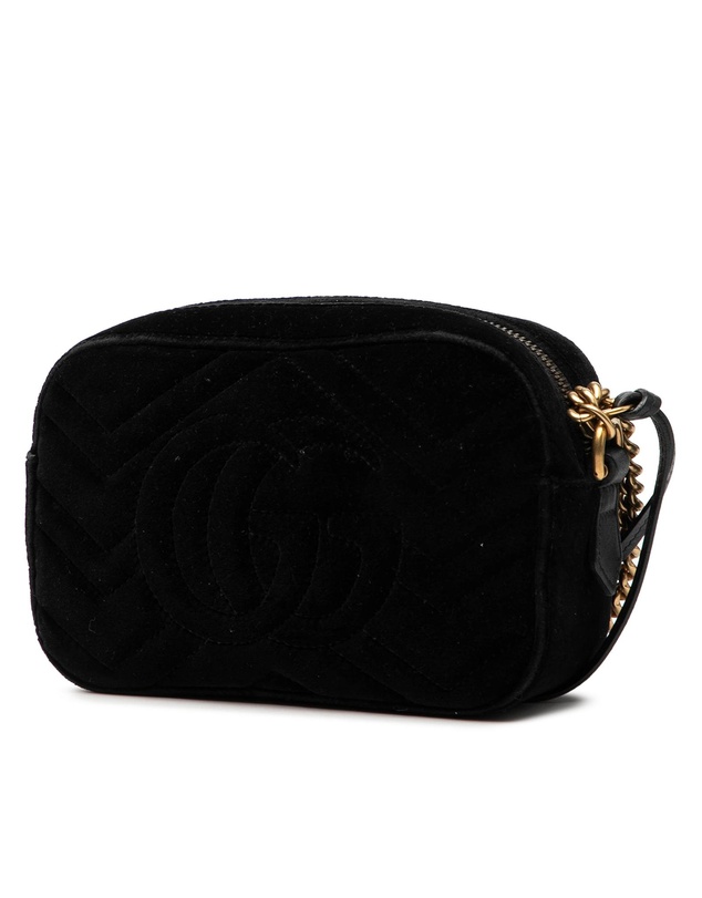 Pre-Loved by Azura Reborn - Pre-Loved Mini GG Marmont Crystal Embellished Matelasse Velvet Crossbody
