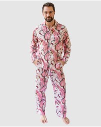 Sant And Abel - Men's Martinique® Pink Banana Leaf Long PJ Set