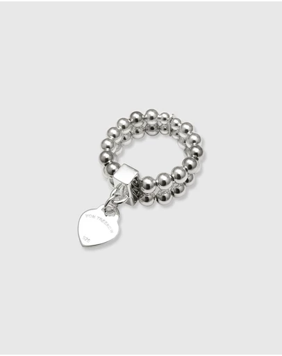 Von Treskow - 2-strand Stretchy Ring With VT Flat Heart