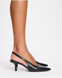 Atmos&Here - Zaria Textured Leather Sling Back Heels
