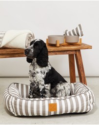 Mog & Bone - Bolster Dog Bed - Latte Hampton Stripe Print