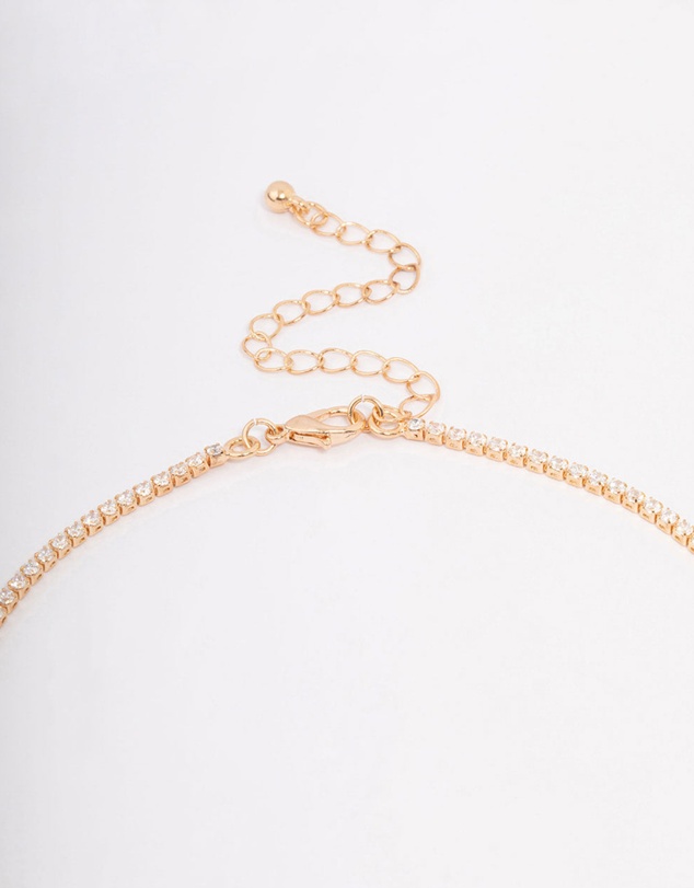 Lovisa - Gold Fine Ribbon Cubic Zirconia Lariat Necklace