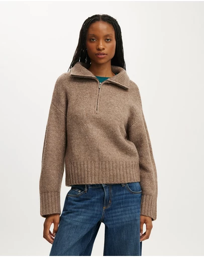 Cotton On - Luxe Funnel Zip Pullover