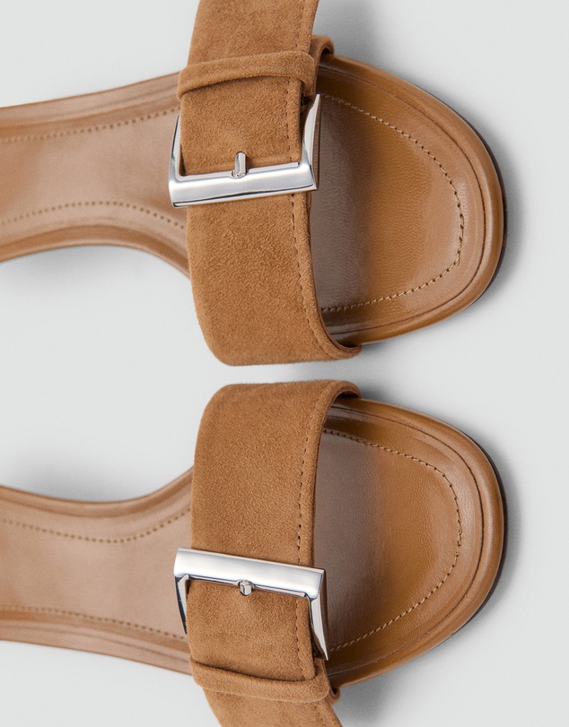 M.N.G - Leather Heeled Sandals with Buckle