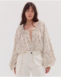 Cloth & Co. - The Block Print Blouse | Stone