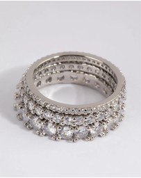 Lovisa - Silver Cubic Zirconia Triple Band Ring