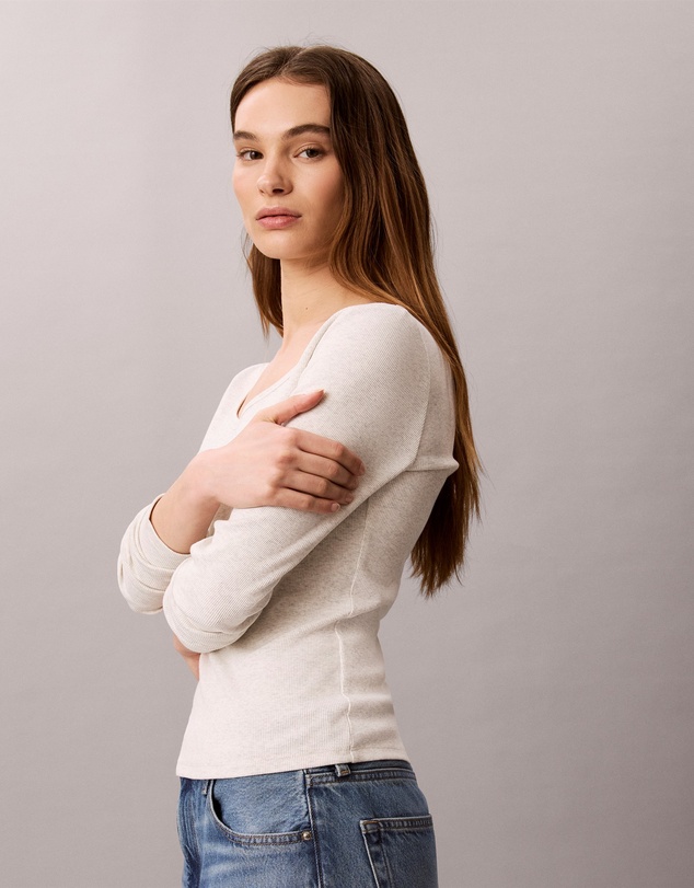 Calvin Klein Jeans - Ribbed Cotton Long Sleeve Top