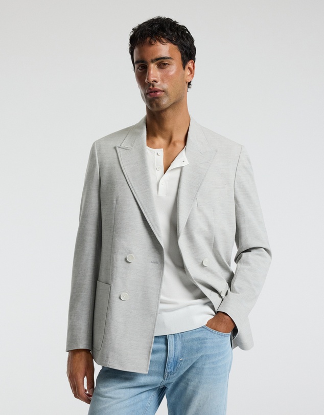 Calibre - Tech Seersucker Double Breasted Blazer Silver