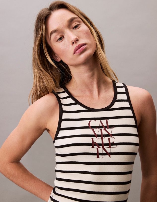 Calvin Klein Jeans - Stripe Cotton Rib Sleeveless Dress