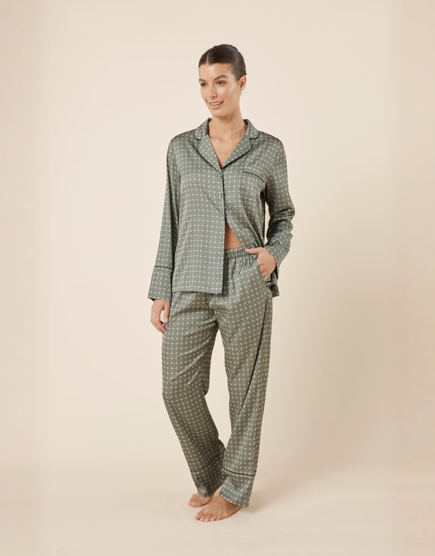 Gingerlilly - Kienna Geo Printed Silky Satin PJ Set