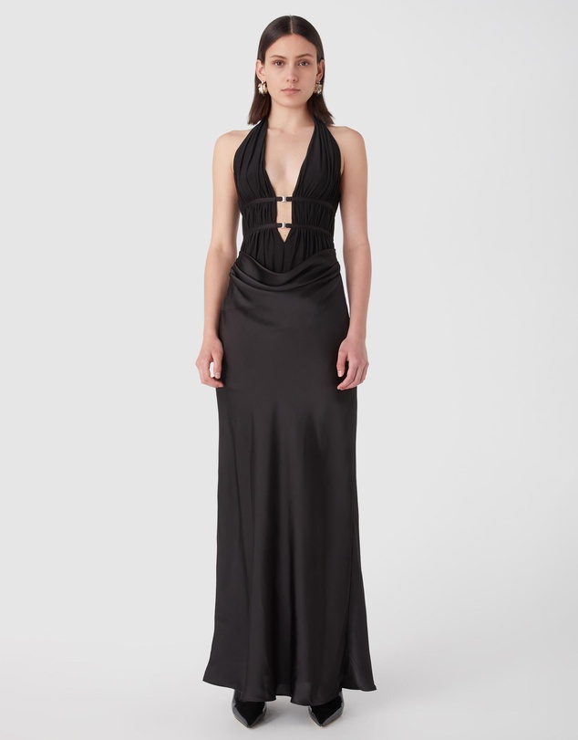 MISHA - Celine Mesh And Satin Gown