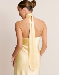 Six Stories - Plunge knot Detail Satin Bridesmaid Dress