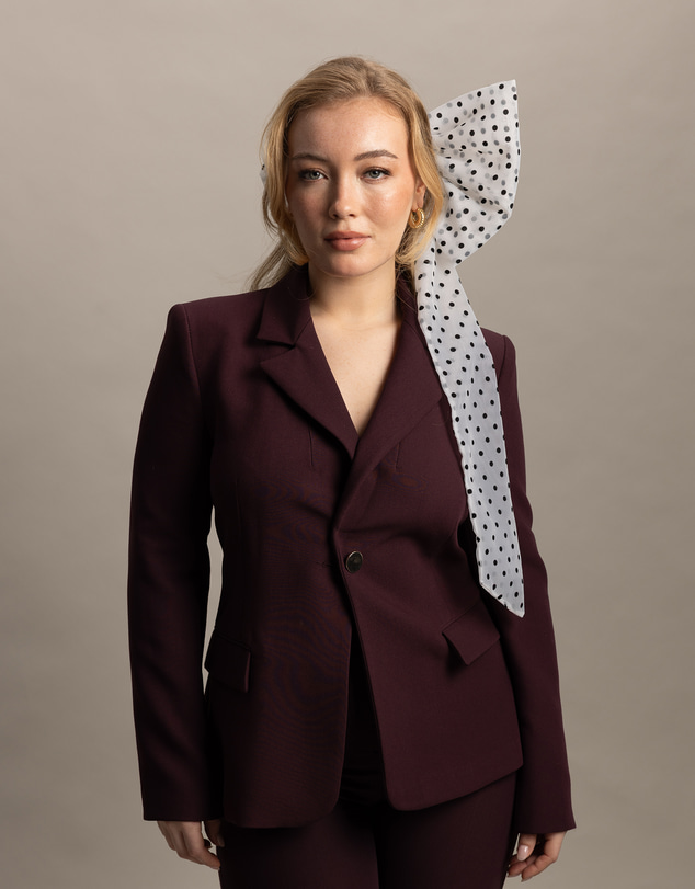 Morgan & Taylor - Charlie Large Racewear Bow in White with Black Polka Dots