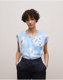 Trenery - Sorell Modal Cap Sleeve Blouse in Soft Blue