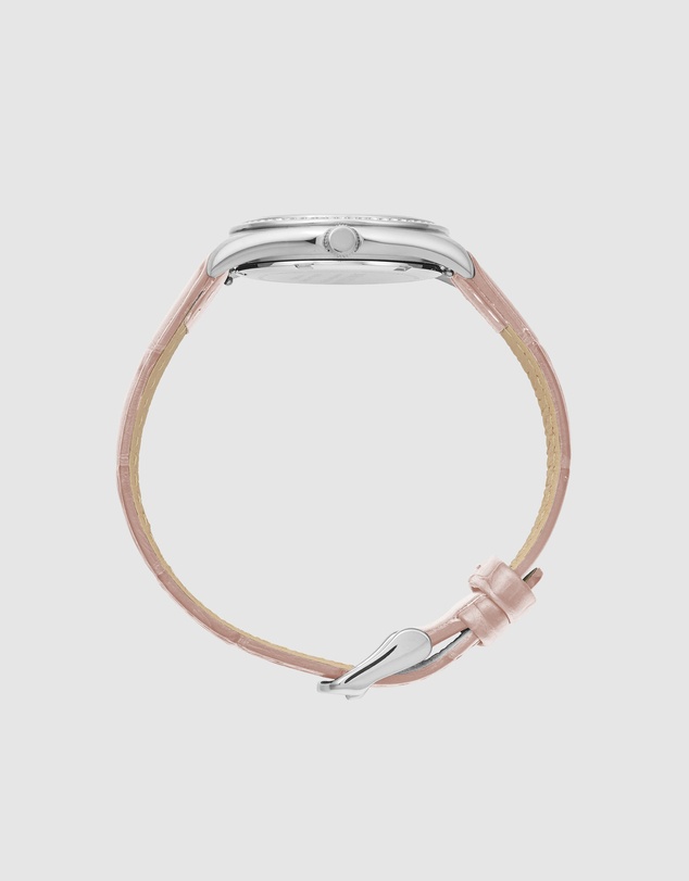 Maxum - Sydney - White Dial, Silver Tone Case & Blush Leather Band