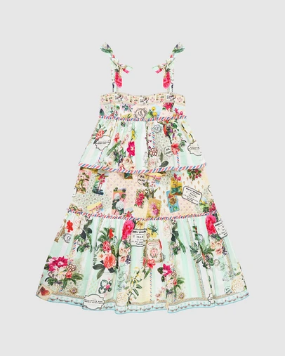 Camilla - Tiered Maxi Dress With Bow Straps - Kids-Teens