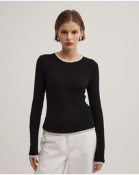 Witchery - Contrast Trim Long Sleeve Top