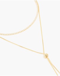 Lovisa - Gold Plated Cubic Zirconia Cup Chain & Snake Chain Y-Layered Necklace
