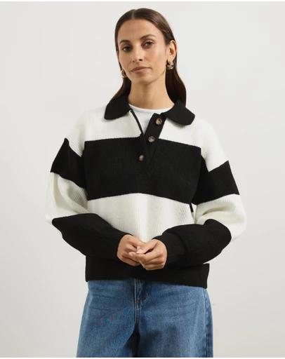 Atmos&Here - Lexi Stripe Knit Polo