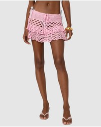 EDIKTED - Ruffled Crochet Mini Skirt