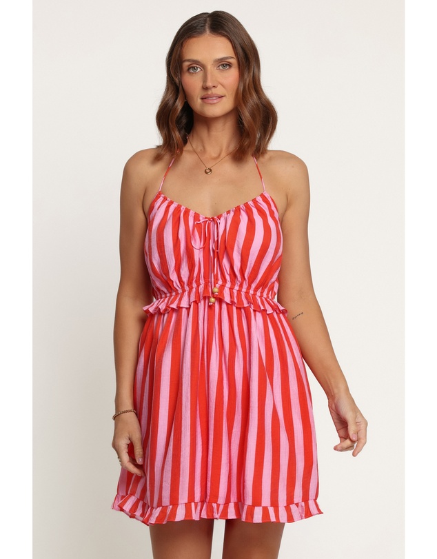 Petal & Pup - Janara Tie Strap Playsuit - Pink/Red Stripe