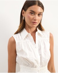 Atmos&Here - Casey Sleeveless Cotton Shirring Shirt