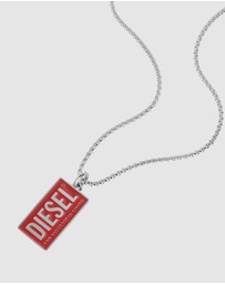 Diesel - Single Dogtags Silver-Tone Necklace