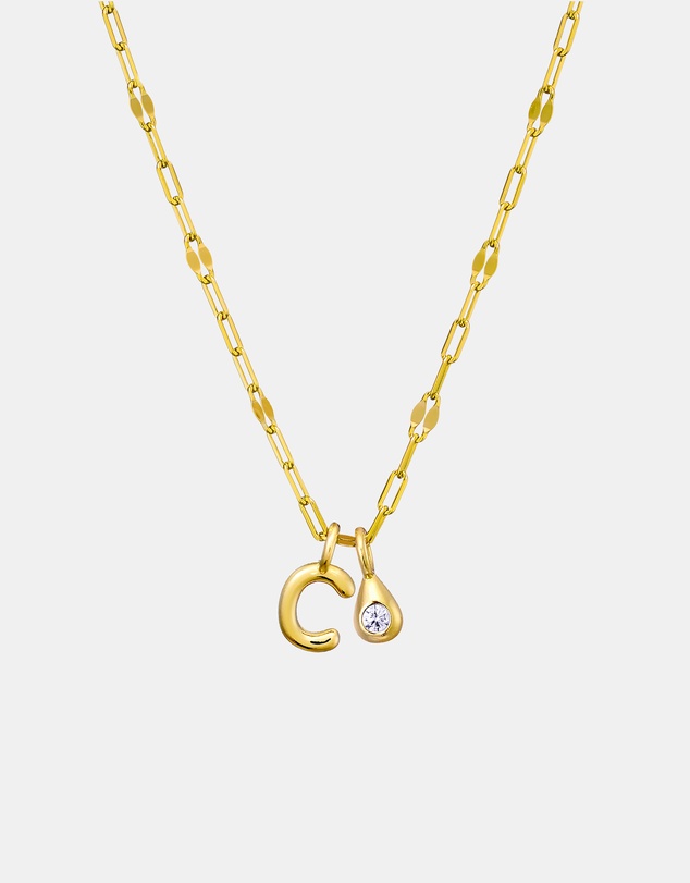 Zoe Olivia - 14K Gold Vermeil Imprint Initial C Cubic Zirconia Necklace