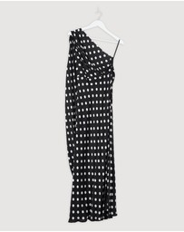Revibe - Repaired BY JOHNNY. Dove Drape Polka Ankle Dress - AU 6