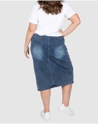 Love Your Wardrobe - Tabitha Stretch Denim Midi Skirt