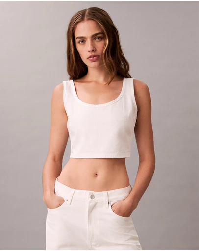 Calvin Klein Jeans - Denim Allover Monogram Cropped Tank Top
