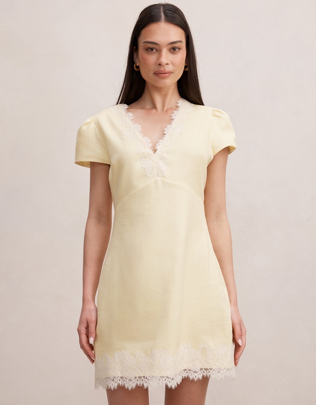 Forever New - Lexi Lace Trim Linen Mini Dress