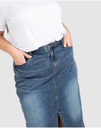Love Your Wardrobe - Tabitha Stretch Denim Midi Skirt