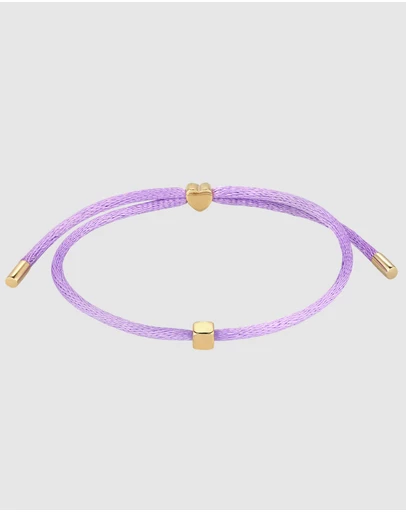 Elli Jewelry - Heart Charm Purple Satin Bracelet